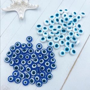 50 PC Blue / White Evil Eye Bead Charms | DIY Bracelet or Necklace